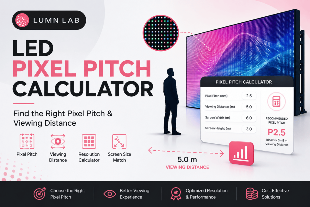 LED pixel pitch calculator for finding the right pixel pitch and viewing distance for LED displays