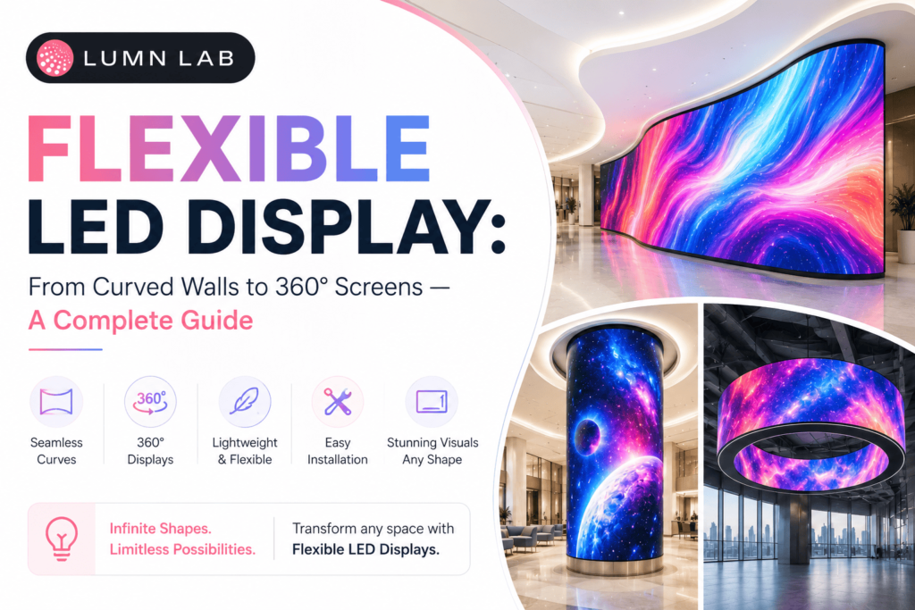 Flexible LED display on curved walls and 360° screens for creative installations